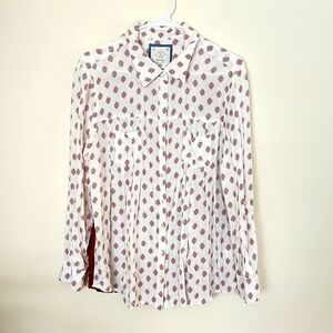 Style and Co mixed media blouse, button up, rayon, Womens petite large